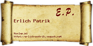 Erlich Patrik névjegykártya